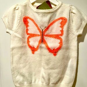 Beautiful NWT Baby Girl Short Sleeve Cream Sweater, 6-12 Months